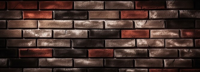 Wall Mural - Vintage brick wall illuminated for background. Generative AI