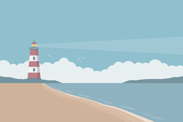 Wall Mural - travel marine design lighthouse by the ocean seascape