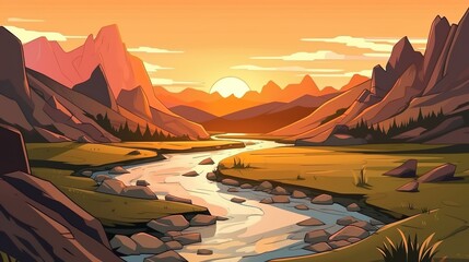 Wall Mural - background river winding through hills. a mesmerizing abstract background with a banner design of a 