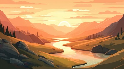 Wall Mural - background river winding through hills. abstract background featuring a stunning illustration with b