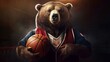 A bear in the form of a basketball player plays basketball Generative AI
