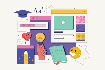 Wall Mural - webinar,online education social media design for business, education purpose- modern simple colorful