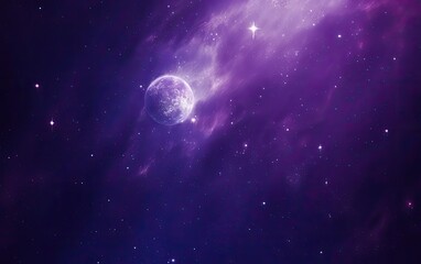 Wall Mural - purple planet in space. generative ai.