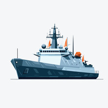 War Ship Vector Illustration Isolated
