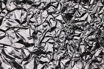  crumpled foil abstract background black and white silver effect