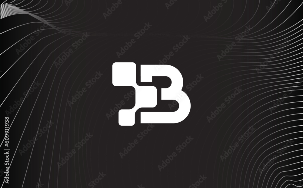 Letter B logo design template . Log Technology with wave design. Black ...