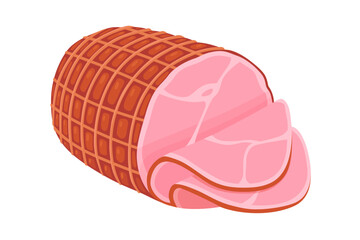 Wall Mural - Smoked ham isolated, delicious sliced ham illustration