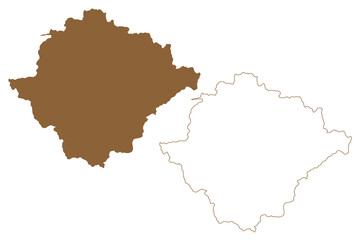 Naklejka na meble Bruck-Murzzuschlag district (Republic of Austria or Österreich, Styria, Steiermark or Štajerska state) map vector illustration, scribble sketch Bezirk Bruck-Mürzzuschlag map