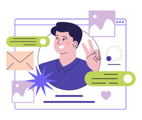 Poster - social media account. profile picture of a man with comments