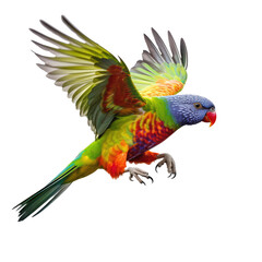 Wall Mural - Rainbor lorikeet bird looking isolated on white