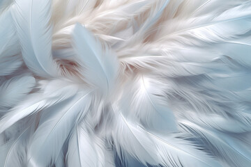 Aufkleber - A delicate and ethereal feather background pattern texture, with translucent feathers overlapping each other,  Generative AI technology.