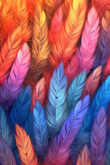 Aufkleber - A whimsical feather background pattern texture, with feathers floating and swirling in a whimsical manner,  Generative AI technology.