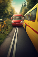 Poster - A series of illustrations showcasing alternative transportation methods, such as bicycles, electric cars, and public transportation,  Generative AI technology.