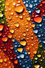 Aufkleber - A close-up image of water droplets on a glass surface, creating a mesmerizing and abstract pattern. Generative AI technology.