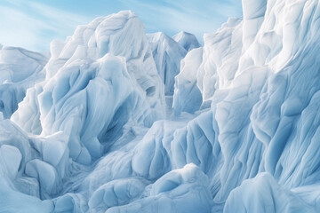 Poster - wind-sculpted ice formations on a mountain peak, showcasing the transformative power of wind in shaping the natural world.  Generative AI technology.