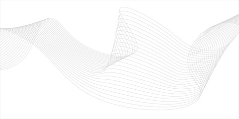 Gray and white abstract background with flowing particles. Digital future technology concept. Abstract white paper wave background and abstract gradient and white wave curve lines.