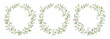 Set of watercolor wreaths with flowers leaves and butterflies