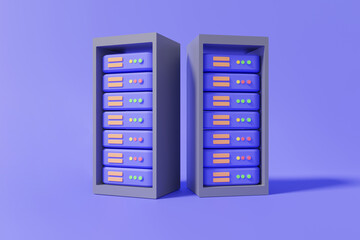 Poster - 3d render system cloud computing data center cupboard rack server storage sharing database connect hardware digital technology electronic. security protection online platform backup. illustration