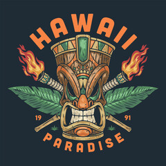 Poster - Hawaiian Tiki idol sticker colorful