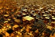 © TECHD - 抽象的なゴールドの立体の背景、ジェネレーティブ、AI