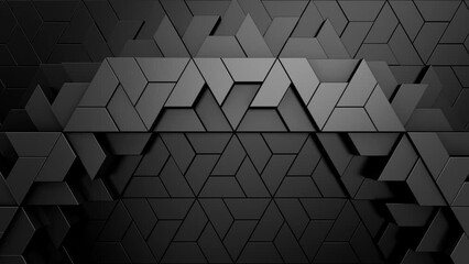 geometric shapes form a wave. abstract motion, two color, 3d rendering, 4k resolution