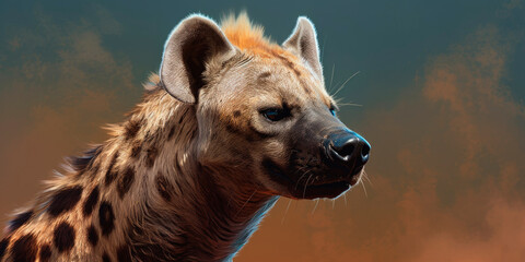 Wall Mural - Portrait of a wild hyena. Hyaenidae. Generative AI