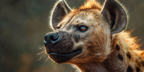 Wall Mural - Portrait of a wild hyena. Hyaenidae. Generative AI