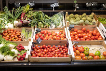 Assorted Fresh Vegetables In Shop With Price Tags