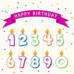 Vector hand drawn birthday numbers design set