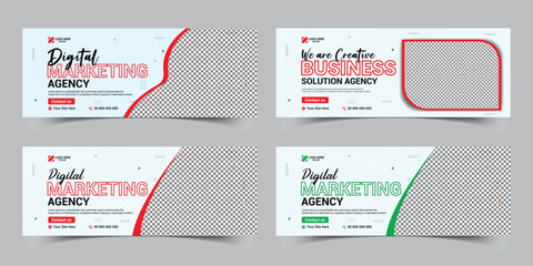 Wall Mural - Creative digital marketing agency facebook cover design or social media cover and web banner post template