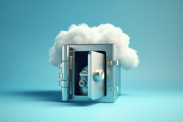 Concept of safe cloud storage illustration with Ai generative