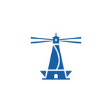 Fototapeta  - Lighthouse and sailboat logo design combination.