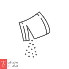 Poster - Packet soluble powder icon. Simple outline style. Open paper sachet, tear, pour, water, sugar, food concept. Thin line symbol. Vector illustration isolated on white background. Editable stroke EPS 10.