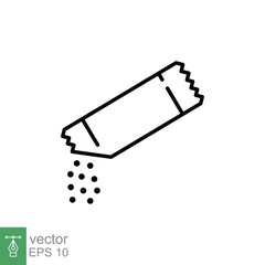 Poster - Packet soluble powder icon. Simple outline style. Open paper sachet, tear, pour, medicine, effervescent, bag, food concept. Thin line symbol. Vector illustration isolated on white background. EPS 10.