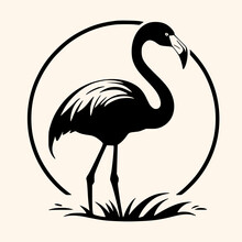 Flamingo Vector For Logo Or Icon,clip Art, Drawing Elegant Minimalist Style,abstract Style Illustration	