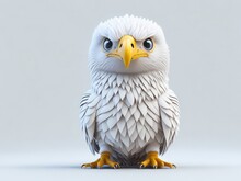 Cute Baby Eagle Illustration 3d Style On White Background. Ai Generative