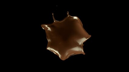 Poster - Super slow motion of hot chocolate splash on black background. Filmed on high speed cinema camera, 1000fps.