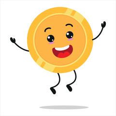 Sticker - Happy Coin Jump In The Air With Open Eyes