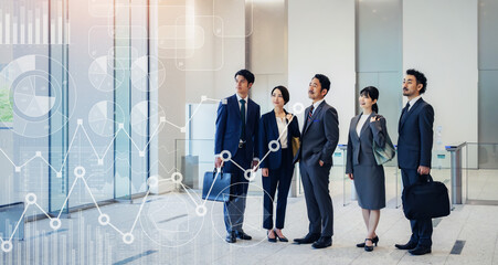 Aufkleber - ビジネスパーソンのグループと統計イメージ