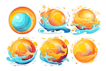 Poster - Sunny  set collection graphic clipart design. Flat Generative AI