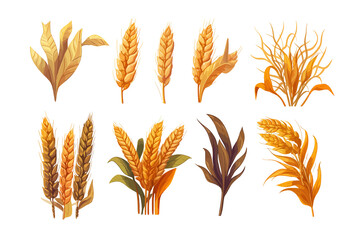 Aufkleber - Wheat  set collection graphic clipart design. Flat Generative AI