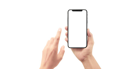 Hand holding new smartphone . Smartphone  png