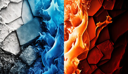 Wall Mural - Fire and Ice Concept art - Illustration - AI generated