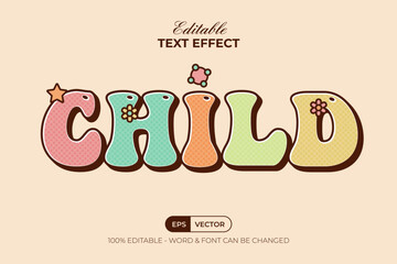 Poster - child text effect colorful style. editable text effect style.
