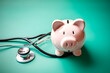health care costs. Piggy bank piggy bank with doctor stethoscope 