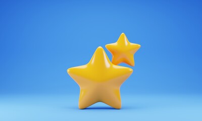 Aufkleber - 3d rendering star icon isolated on blue background. 3d render illustration