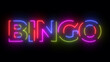 Bingo colored text. Laser vintage effect. Infinite loopable 4K animation
