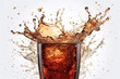 coke splash in glass, 3d render, background