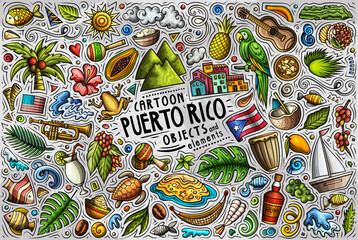 Wall Mural - Set of PUERTO RICO traditional symbols and objects