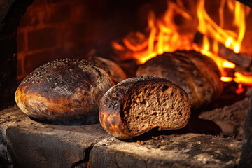 burned Bread in a traditional wood-fired stone oven